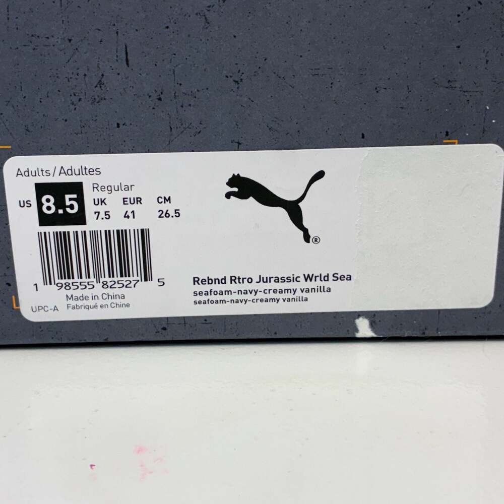 PUMA x Jurassic World Rebound Retro Sneakers Seafoam-Navy-Creamy Vanilla - Picture 11 of 12